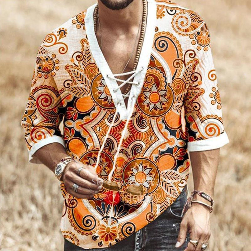 Men's T-Shirts African Dashiki Print T-Shirt Men Bazin Print V-neck Half Sleeve Fashion Linen Party Bandage Nigeria Clothes Ankara Casual Top 230