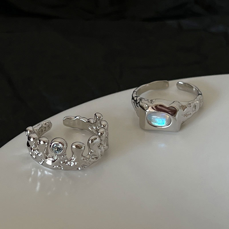 Band Rings Kroean Irregular Liquid Metal Lava for Women Creative Geometric Hollow Open Ring Branches Texture Trendy Jewelry 230410