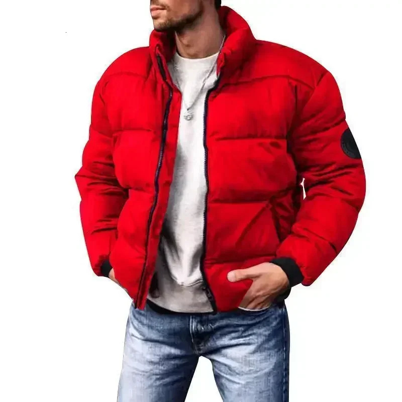 Men's Down Parkas Mens Winter Padded Coat Stand Collar Down-Padded Jackets Thicken Cotton Outwear 231110