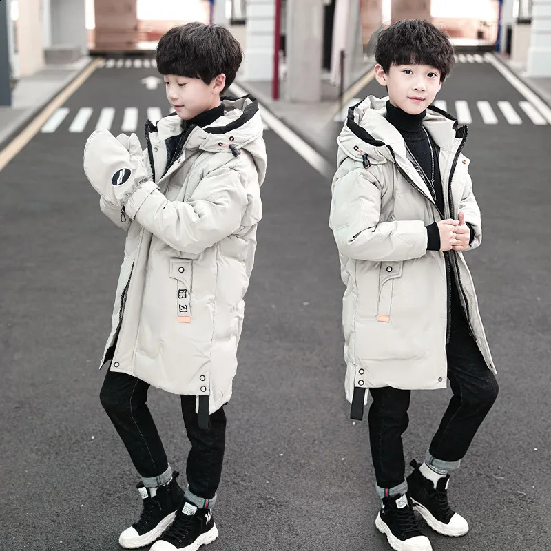 Jackets Children parka kids Winter Down cotton Jacket snowsuit Clothing Big Boy Warm Coat Thicken Outerwear toddler clothes gloves 231109