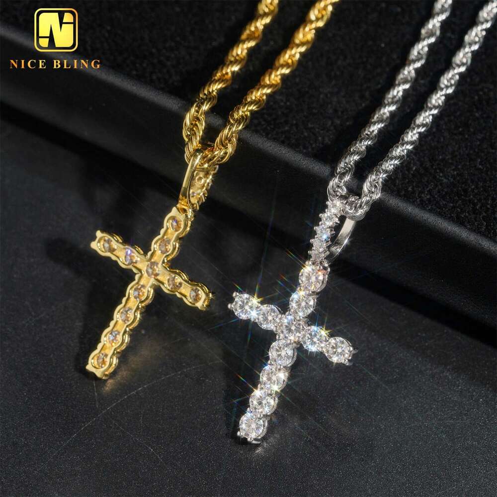 Pass Dia Tester Cross VVS moissanite Sterg Sier Hip Hop Rock iced out Pendant Lucky Charms Custom Accepted