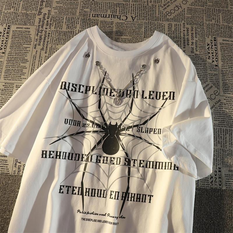 Men's TShirts European and American necklace cool spider letter tshirt men and women ins Summer loose short sleeved shirt for lovers clothes 230410, Black
Men's TShirts European and American necklace cool spider letter tshirt men and women ins Summer loose short sleeved shirt for lovers clothes 230410, Black