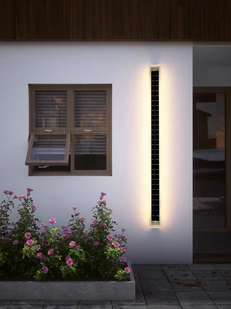 Outdoor Wall Lamps LED Porch Light Solar Powered IP65 Waterproof 20cm 60cm 100cm Fixture Rectangular Acrylic Warm white