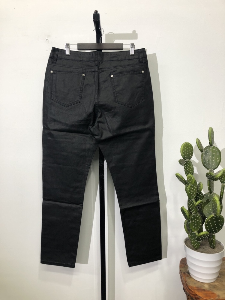 Men's Jeans PFNW Men's Wax Dyed Jeans Cotton Gothic Dark Cotton Street Coat Autumn Fashion Trendy Straight Solid Black Unique Jeans 12A2908 