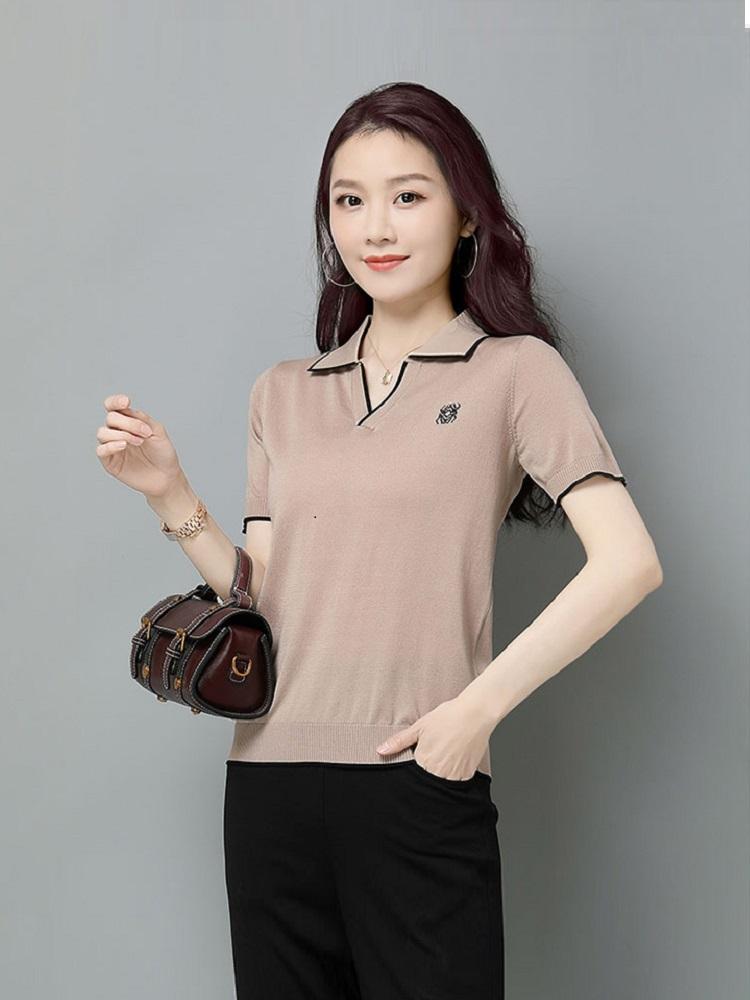 Women's Sweaters TuangBiang Summer 2023 Embroidery Women Colorblock Pullovers Turn-Down Collar Khaki Knit T-Shirts Cotton Splicing Thin Tops
Women's Sweaters TuangBiang Summer 2023 Embroidery Women Colorblock Pullovers Turn-Down Collar Khaki Knit T-Shirts Cotton Splicing Thin Tops