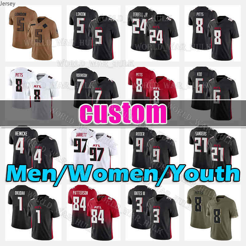 7 Bijan Robinson Football Jersey Kyle Pitts Drake London Younghoe Koo Atlantas Falcon Grady Jarrett AJ Terrell Jr Jessie Bates III Jonnu Smith Cordarrelle Patterson
