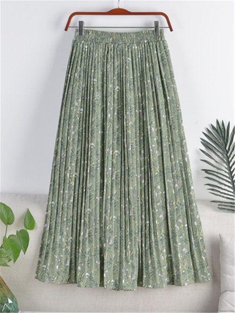 Skirts REALFT Summer Retro Flower Print Tulle Pleated Women's Metre Length Skiing Chiffon High Waist Loose Fit Women's Umbrella Skiing 23041