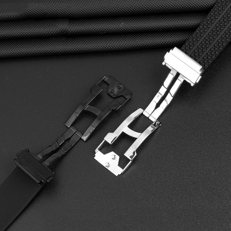 Watch Bands Big bucket silicone watch strap 26mm * 19mm 25mm * 17mm waterproof men's watch strap chain rubber watch bracelet chain 230410
