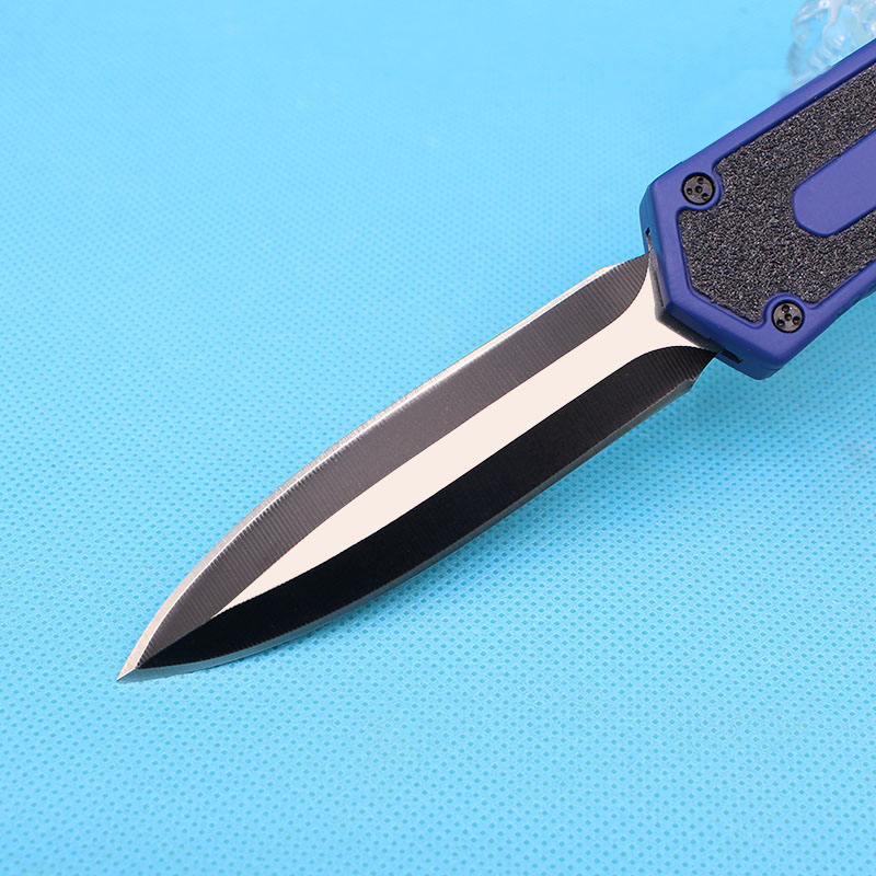 Top Quality Tactical Knife 440C Two-tone Black Blade Aluminum Alloy Handle Outdoor Survival Gear EDC Pocket Knives with Nylon Bag