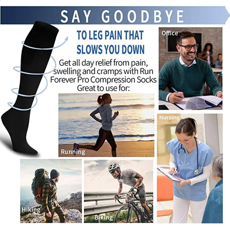 Sports Socks 3 Pair Compression Socks Knee High Varicose Veins Stockings Men Women Sport Socks Anti Fatigue Pain Relief Compression Stockings 231109