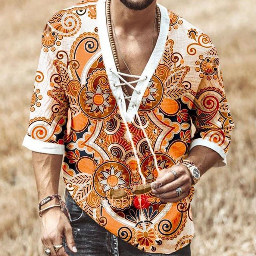Men's T-Shirts African Dashiki Print T-Shirt Men Bazin Print V-neck Half Sleeve Fashion Linen Party Bandage Nigeria Clothes Ankara Casual Top 230
