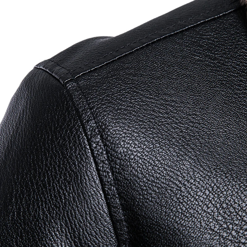Men's Leather Faux Leather Winter Men's Leather Jacket Lapel Padded Fur One Jacket 231110