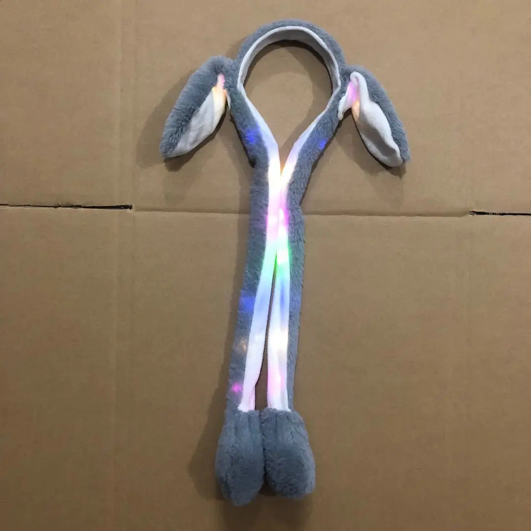 Led Rave Toy 1pc LED Light Up Rabbit Headband with Moving Ears Luminous Kids Adult Christmas Gifts Bunny Long Plush Toy HairHoop Party Props 231109