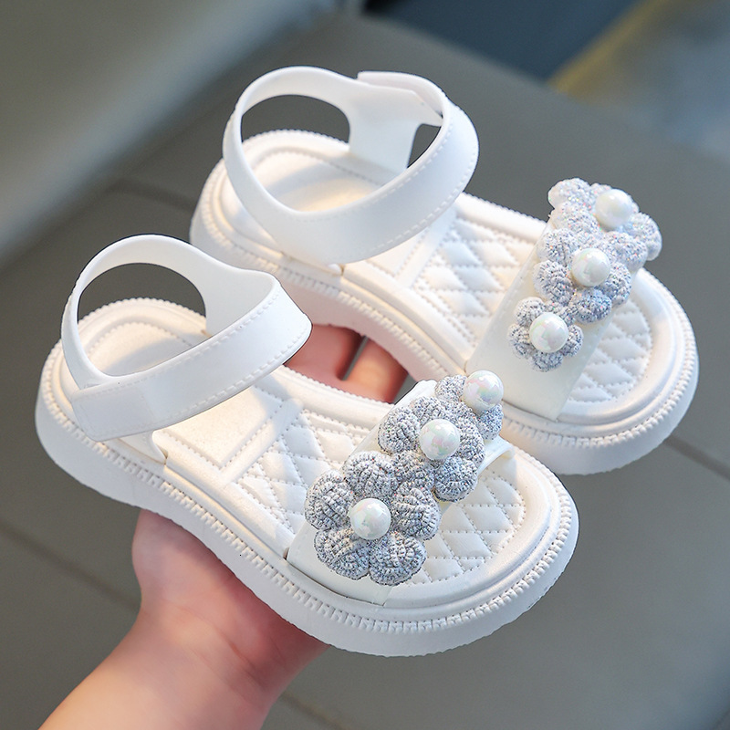 Sandals 2-9 Years Baby Girls Princess Sandals Fashion Flower Casual Beach Shoe Kids Summer Outdoor Cute Sandalias Chaussure Enfant Fille 230421
