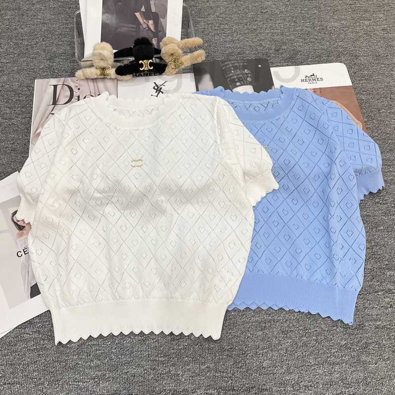 Women' Knits & Tees designer 23 Summer New Style chic Rhombic Block Hollow Thin Knitted Short Sleeve Women 6XLX, White
Women' Knits & Tees designer 23 Summer New Style chic Rhombic Block Hollow Thin Knitted Short Sleeve Women 6XLX, White