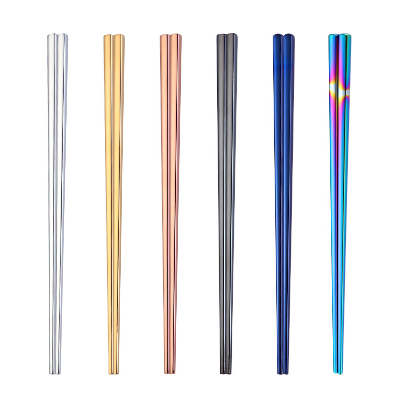 Glossy Titanium Gold-plated Chopsticks Colorful Stainless Steel Chopsticks Rose Gold Black Rainbow Square Chopsticks 
Glossy Titanium Gold-plated Chopsticks Colorful Stainless Steel Chopsticks Rose Gold Black Rainbow Square Chopsticks