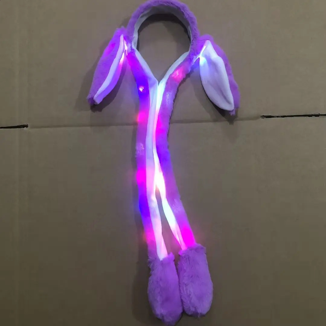 Led Rave Toy 1pc LED Light Up Rabbit Headband with Moving Ears Luminous Kids Adult Christmas Gifts Bunny Long Plush Toy HairHoop Party Props 231109