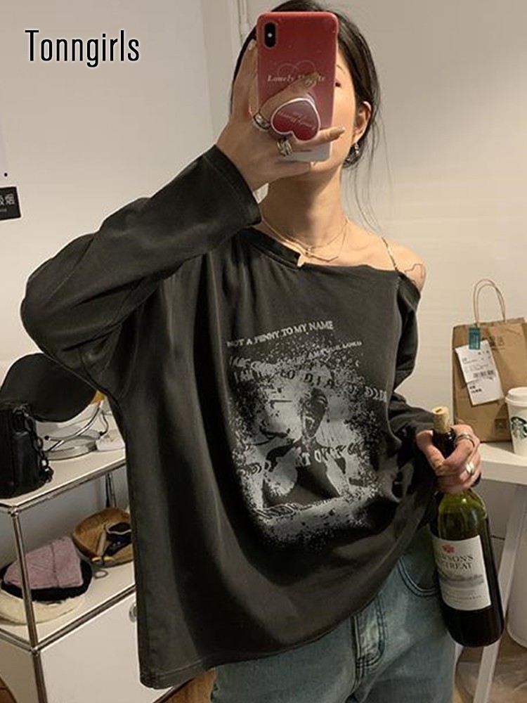 Men s T Shirts onngirls Gothic Women Long Sleeve Y2k Vintage Off Shoulder Grunge ops Streetwear Korean Style Funny shirts 230410, Dark grey
Men s T Shirts onngirls Gothic Women Long Sleeve Y2k Vintage Off Shoulder Grunge ops Streetwear Korean Style Funny shirts 230410, Dark grey