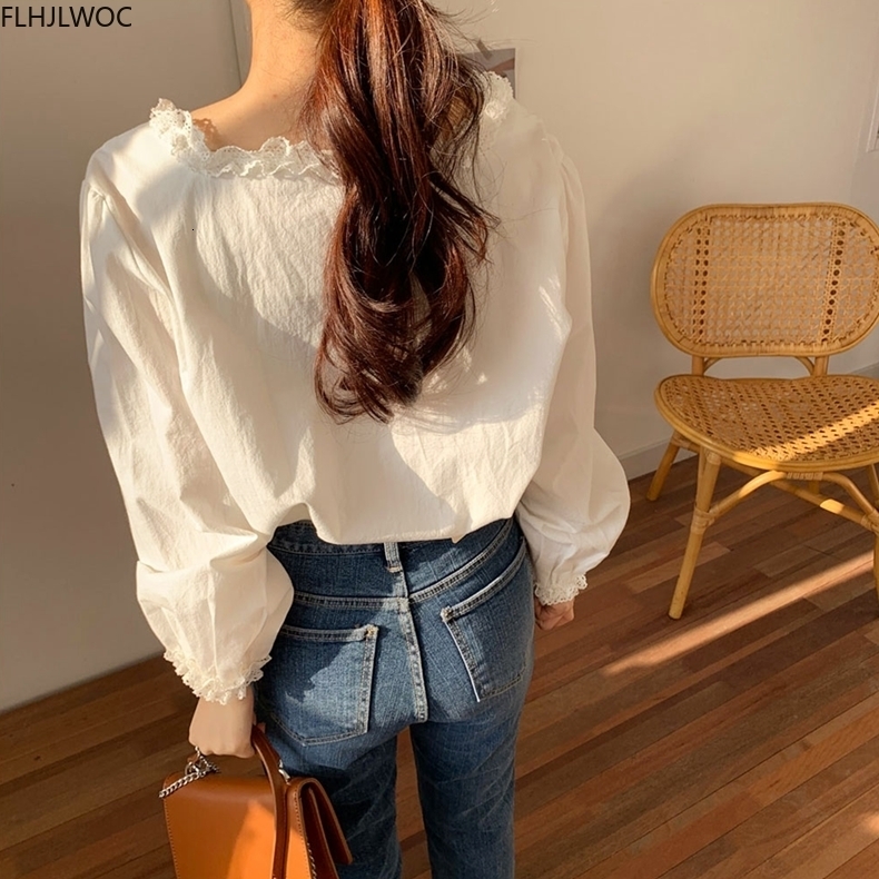 Women's Blouses Shirts Women's Spring and Autumn Long Sleeves Cute Prep Style Casual Loose Top Solid Basic Clothing White Shirt 230410
