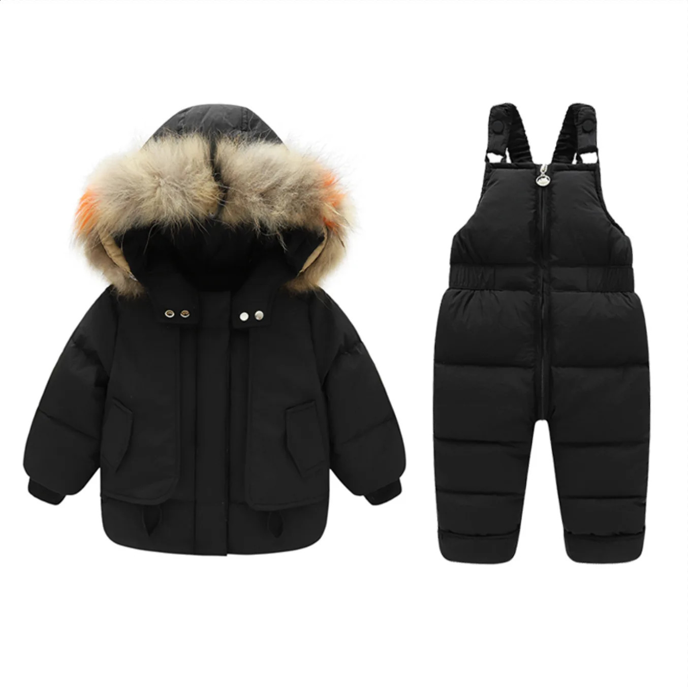 Jackets 2pcs Set Baby Boy Winter Down Jacket And Jumpsuit For Children Thicken Warm Fur Collar Girls Infant Snowsuit 26Year 231109