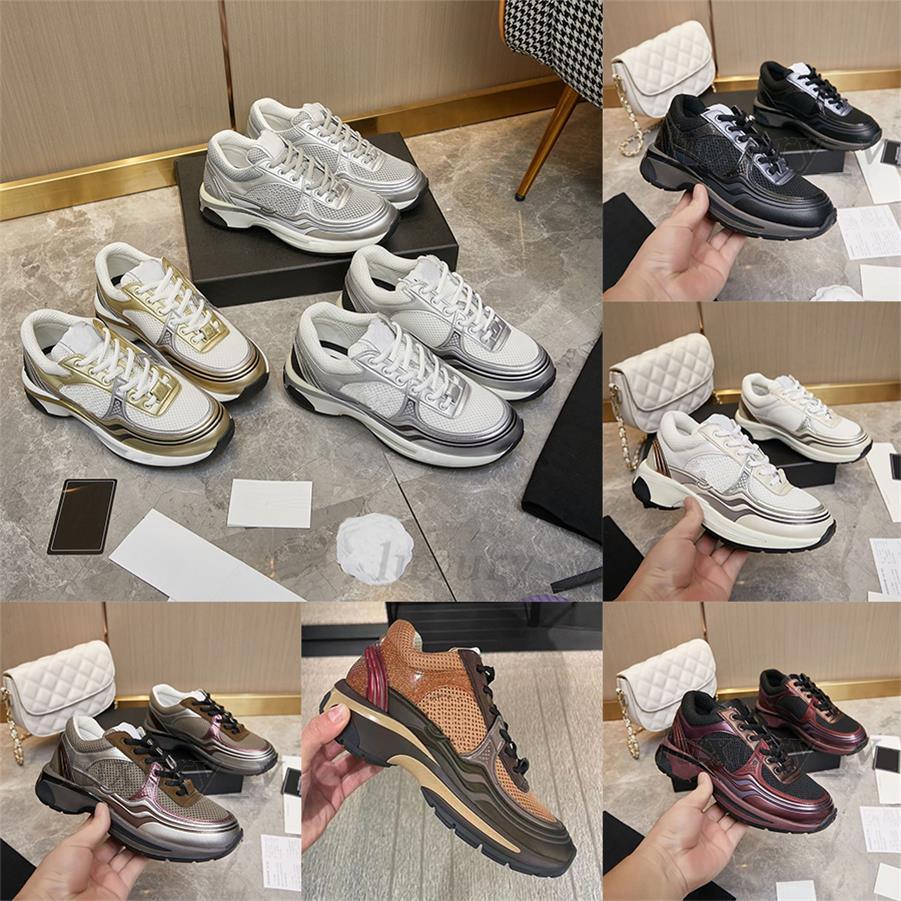 Calfskin Sneakers Designer Casual Shoes Reflective Sneakers Gold Sliver Vintage Suede Leather Trainers Fashion Leisure Shoes Platform Lace-up Women Men Sneaker