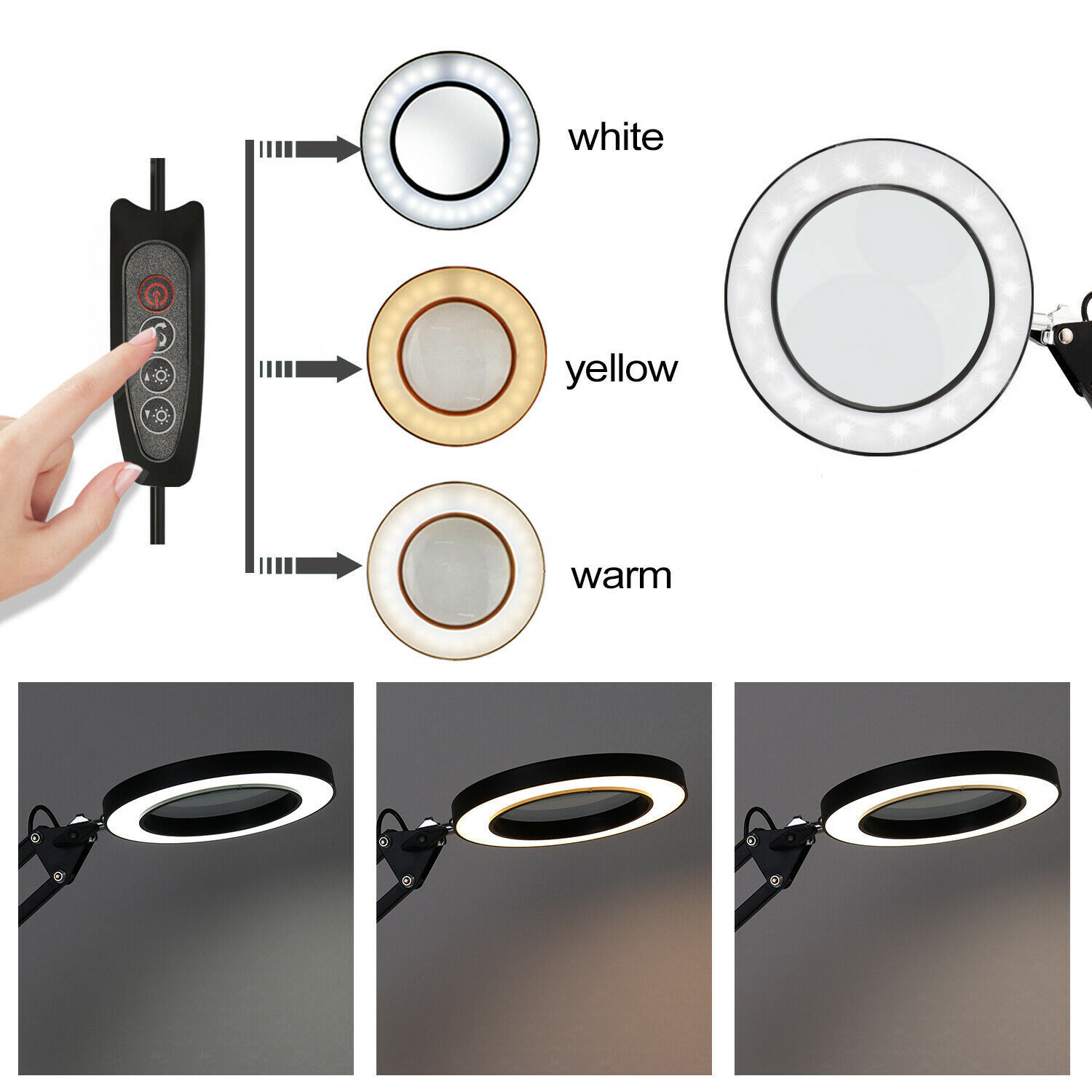 Magnifying Glasses 8X Illuminated Magnifier USB 3 Colors 64 LED Light Magnifying Glass for Soldering Iron /Table Lamp/Skincare Beauty Tool 230410
