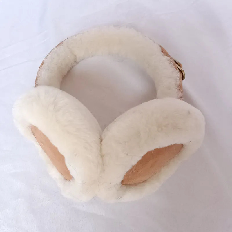 Ear Muffs Winter Women Real Wool Fur Earmuff Warm Female Sheepskin Soft EarWarmer Outdoor Cold Protection Earflap 231109
