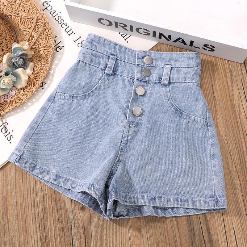 Clothing Sets Teenage Girls' Clothing Set Summer Girls' Crop Top T-shirtDenim Shorts 2 Pieces Girls' Clothing 4 6 10 12 Baby Girls'