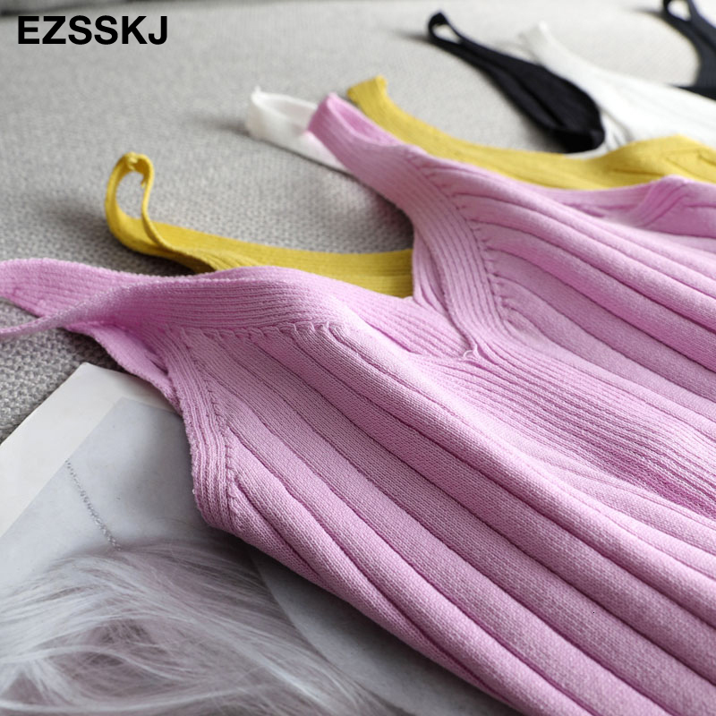 Camisoles Tanks Pure Cotton V-Neck Knit Camis Summer Ultra Thin Women's BAISC Top Women's Short Sexy Solid Casual Sleeveless T-shirt Top 230