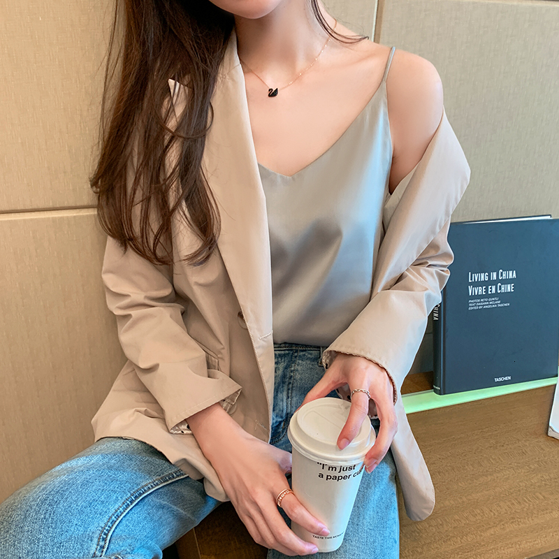 Camisoles Tanks Korean Fashion Silk Women's Camis Women's Silk Tank Top Women's Sleeveless Satin Top Women's Strap Top Sexy Should
