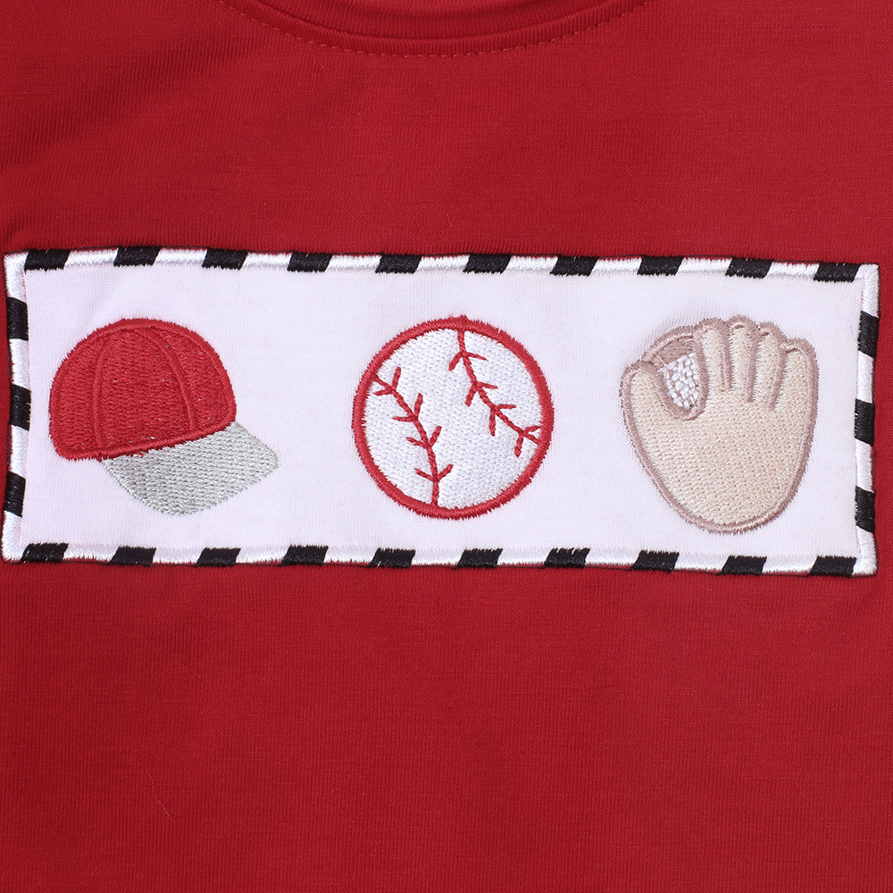 Clothing Sets Return to School Baby Boys' Clothing Red Embroidery Set Baseball Casual Short Sleeve Top Gym Shorts Set 1-8 Years Old 230410