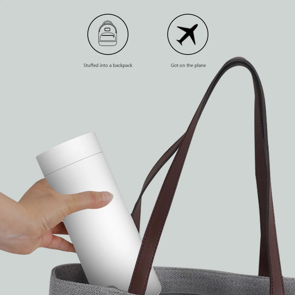 Water Bottles 400ml Electric Heater Bottle Portable Insulation 304 Stainless Steel Quick Boiling Leakproof Kettle for Home Trav 231109