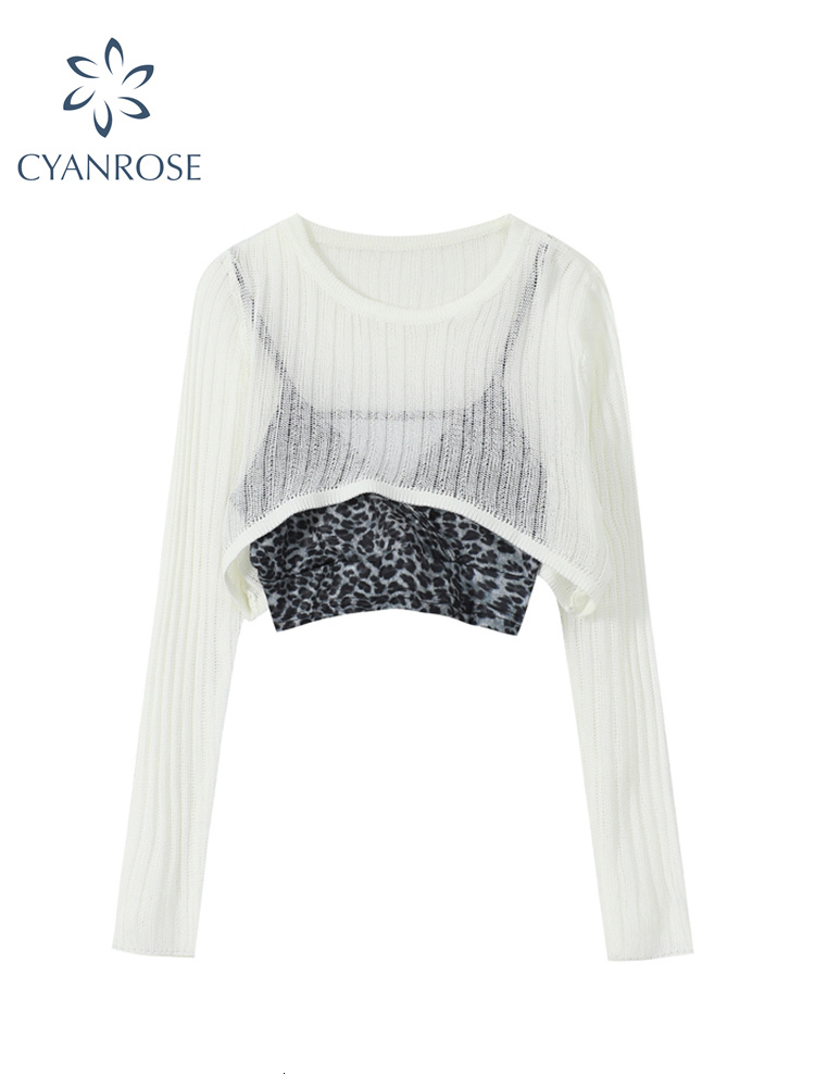 Camisoles Tanks White Hollow Out Suspender Long Sleeve T shirt Women Summer Leopard Sling Sexy Perspective Bottoming Shirt Crew Short Top 230410, Multi
Camisoles Tanks White Hollow Out Suspender Long Sleeve T shirt Women Summer Leopard Sling Sexy Perspective Bottoming Shirt Crew Short Top 230410, Multi