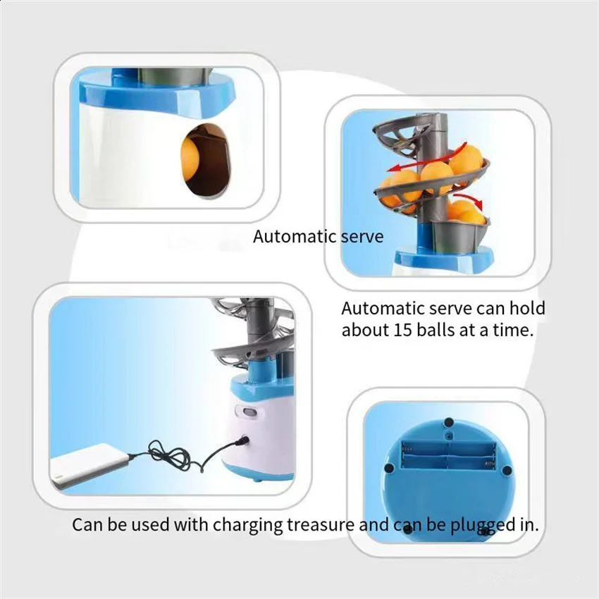 Table Tennis Sets Up-graded Portable Table Tennis Ball Pitcher Dual Power Supply Version Ping Pong Ball Robot Pitching Machine For Trainers 231109