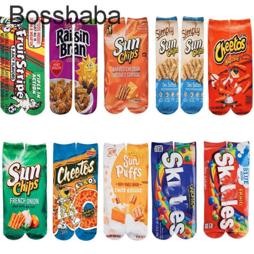 Unisex Funny 3D Novelty Socks Cartoon Printed Food Crazy Girls Custom Logo Long Sock Stocking For Men Woman 30 40 CM