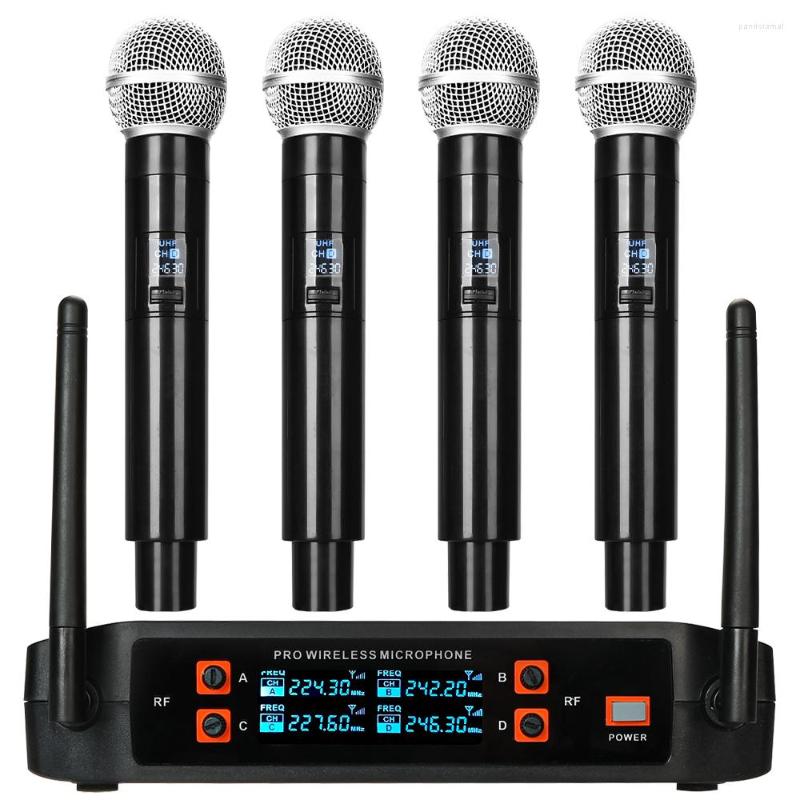 Microphones UHF 4 Channel Wireless Microphone System With 2 Cordless Handheld Mics Lavalier Headset 328 Ft For Karaoke Party Wedding
Microphones UHF 4 Channel Wireless Microphone System With 2 Cordless Handheld Mics Lavalier Headset 328 Ft For Karaoke Party Wedding