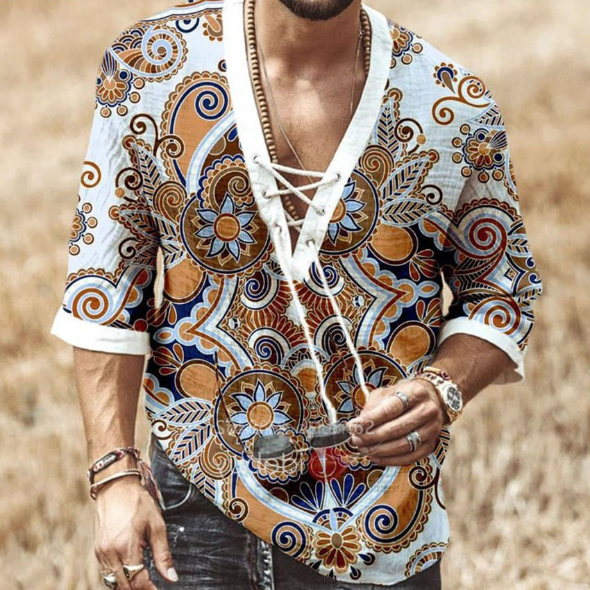 Men's T-Shirts African Dashiki Print T-Shirt Men Bazin Print V-neck Half Sleeve Fashion Linen Party Bandage Nigeria Clothes Ankara Casual Top 230