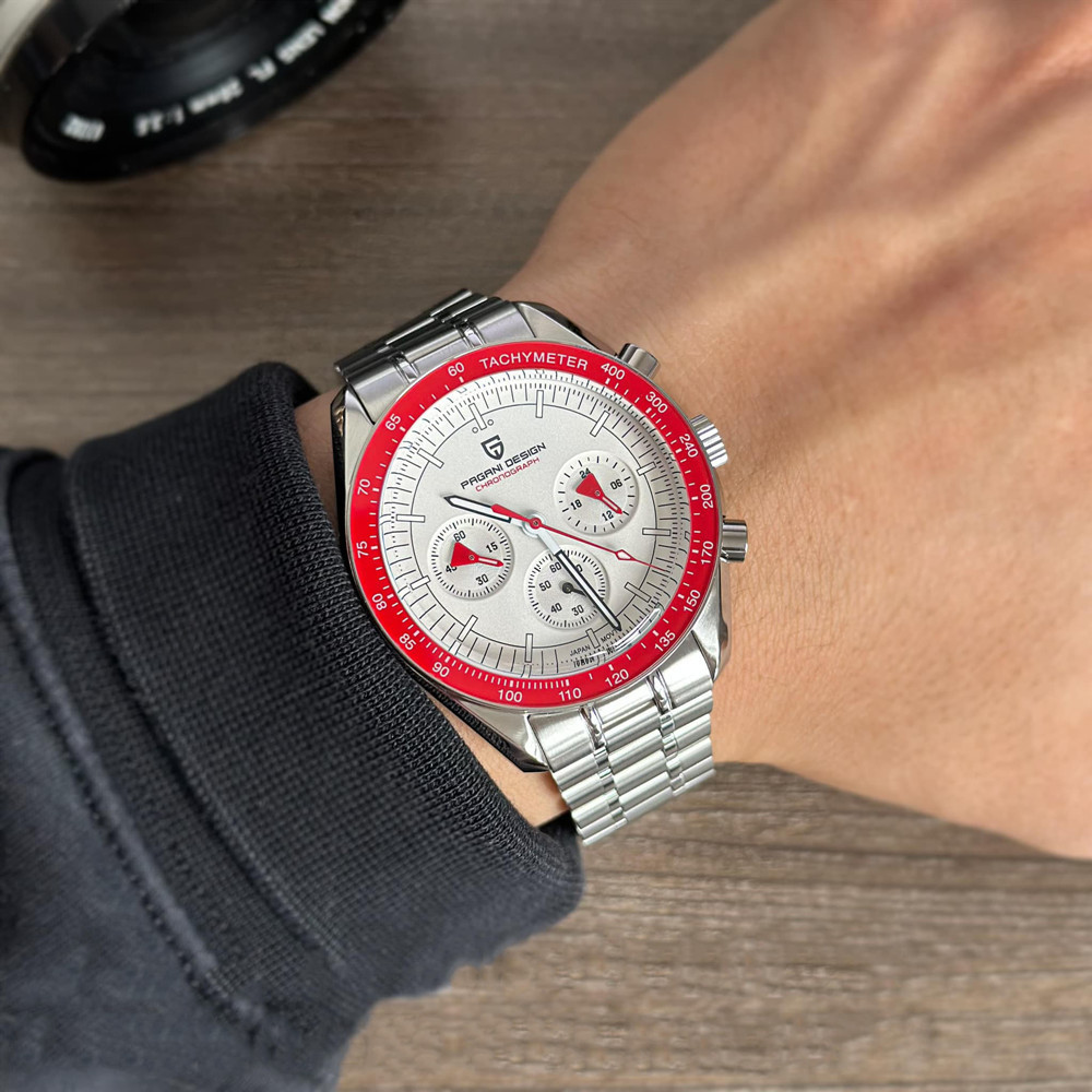 

Wristwatches PAGANI DESIGN V5 2023 Men s Watches 100M Waterproof Date Speed Chronograph Quartz VK63 AR Sapphire mirror Full Steel Watch 230410, V5 new red