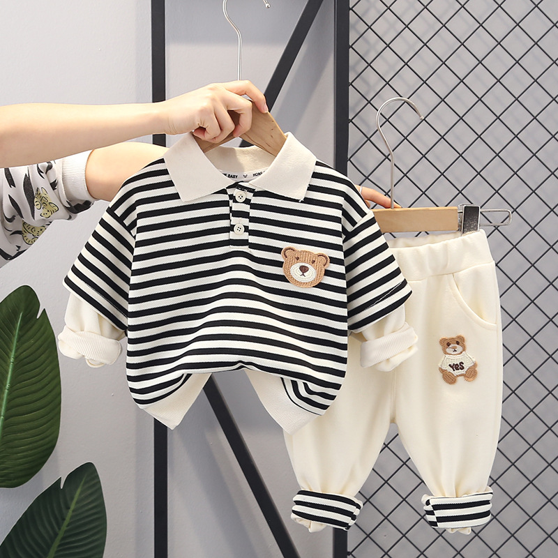 New Spring Autumn Cotton Boys Clothes Outfit Kids Baby Sports Striped Bear Tops Pants 2pcs Sets Fashion Children Casual Tracksuits, As picture
New Spring Autumn Cotton Boys Clothes Outfit Kids Baby Sports Striped Bear Tops Pants 2pcs Sets Fashion Children Casual Tracksuits, As picture