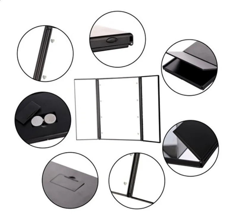 Compact Mirrors Portable LED Light Makeup Mirror Vanity lights Compact Make Up Pocket mirrors Vanity Cosmetic hand folding led Mirror lamp 231102