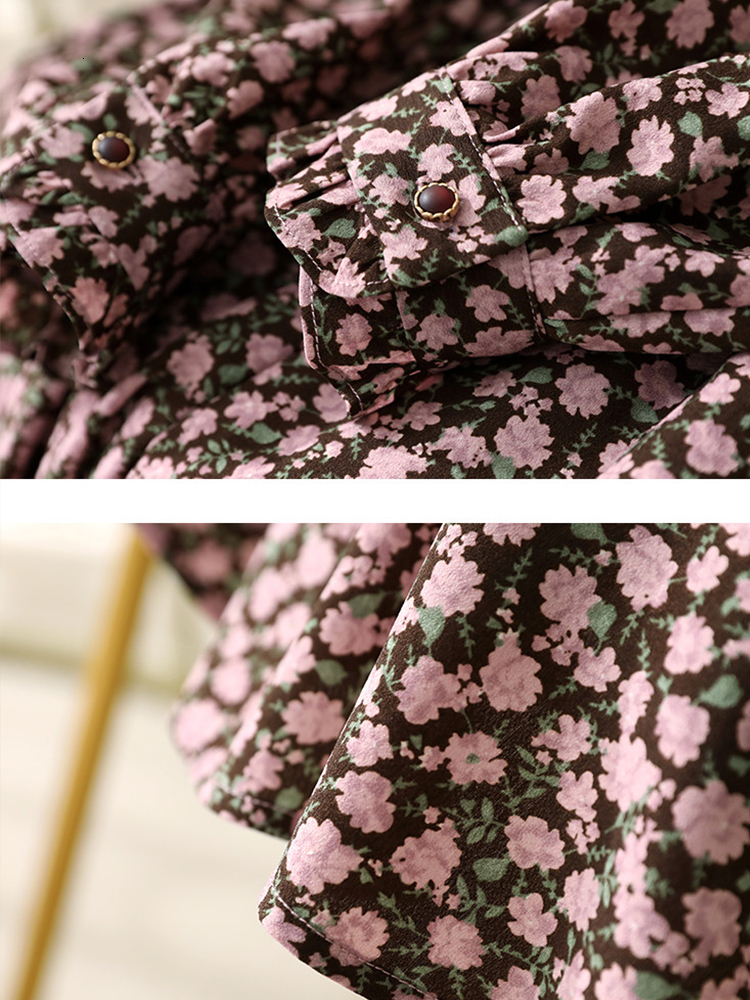 Casual Dresses VIMLY Elegant Midi Women's Party Dress Spring Fashion Line Ruffled Neckline Long Sleeves with Clothing Flower Dress 230410