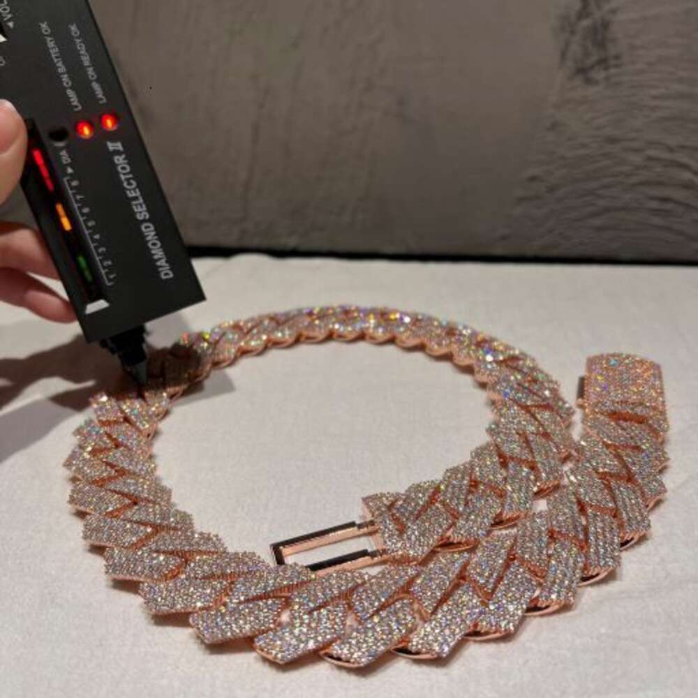 necklace moissanite chain cuban link bracelet designer jewelry rose gold 20mm Width 3 Row hop hip jewelry iced Out moissanite chain designer gift jewe