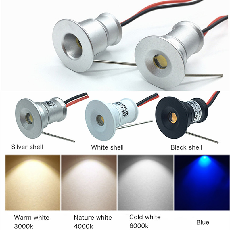 Small Spot Light 1W Mini LED Spotlight 12V Dimmable 15mm Cutout Recessed Downlight IP65 Ceiling Lamp Showcase Display Lighting