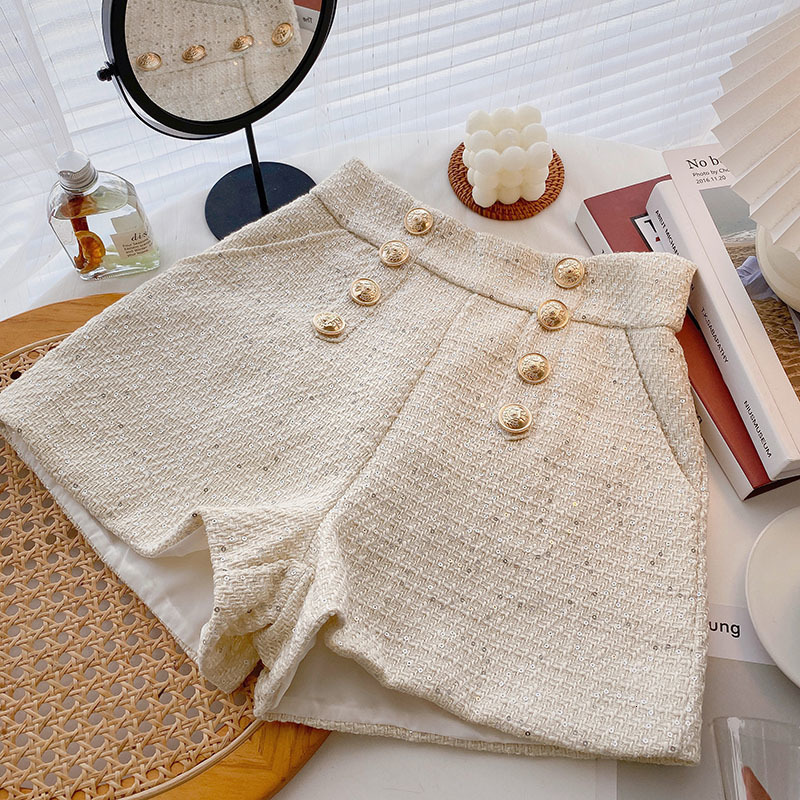 Women's Shorts Ashgaily High Waist Shorts Women's Street Clothing Shorts with Fully Matched Buttons Wide Leg Bottom Female 230410