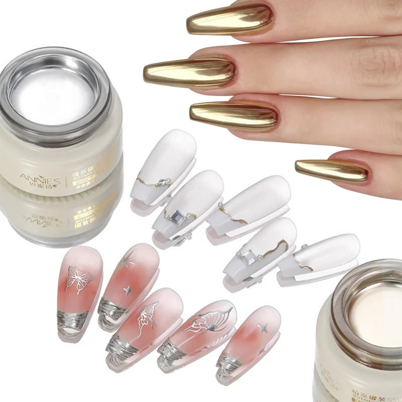 Nail Polish Mirror Metallic Nail Polish Gel Semi-permanent Varnishes Mirror Chrome Effect Silver Painting UV Gel Nail Art Decorations 8ML 231110