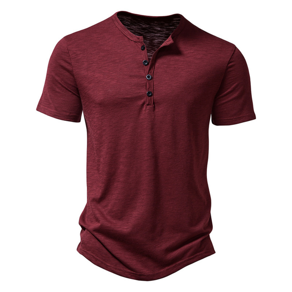 Men's T-Shirts Henry Round Neck Summer Men's Casual Solid Short Sleeve Men's Polo Men's High Quality Men's T-shirt 230410
