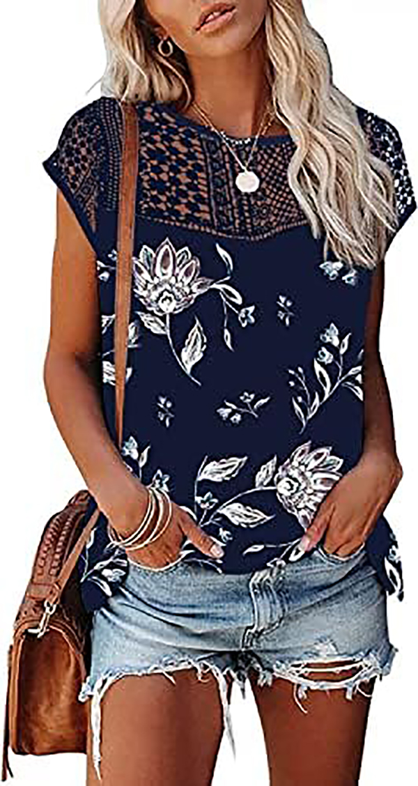 Womens Cap Sleeve Tops 2023 Trendy Floral Print Summer Tops Loose Fit Lace T Shirts Blouses, 16
Womens Cap Sleeve Tops 2023 Trendy Floral Print Summer Tops Loose Fit Lace T Shirts Blouses, 16