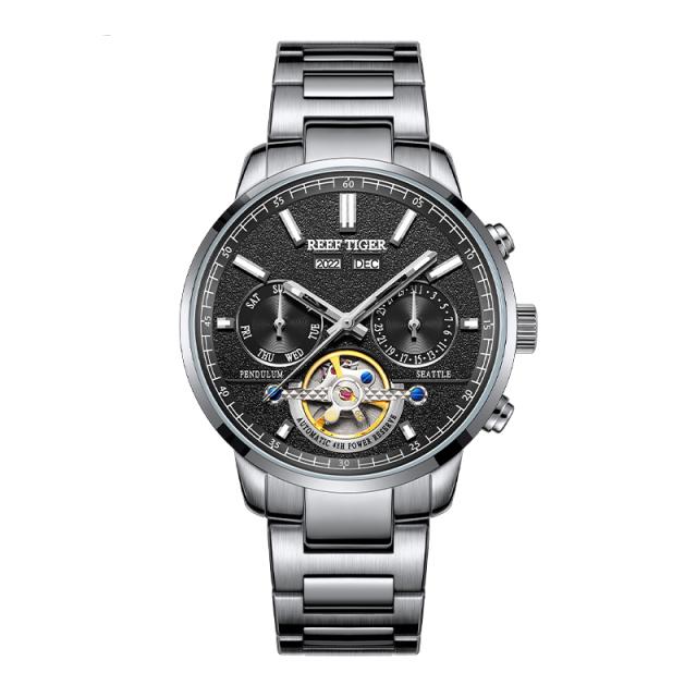 Wristwatches Reef Tiger Mens Automatic Watches Luxury Mechanical Wristwatch 100M Waterproof Luminous Steel Strap Year Month Week Date RGA166, Mens watches 5