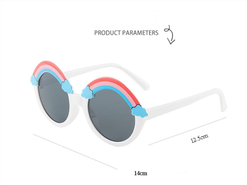 Neon Rainbow Cool Sunglasses Kids Round Candy Color Eyewear for Girls Multicolor Lens Suitable for children aged 6-12