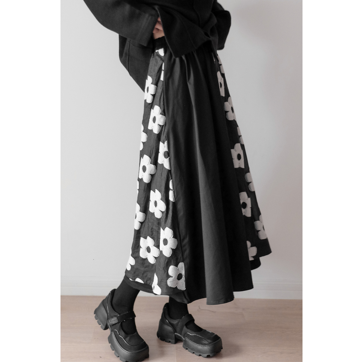 Skirts Korobov Spring Women's Skiing Vintage Elegant Hit Colorful Patches Faldas Mujer Korean Sweet A-Line Skiing 230410